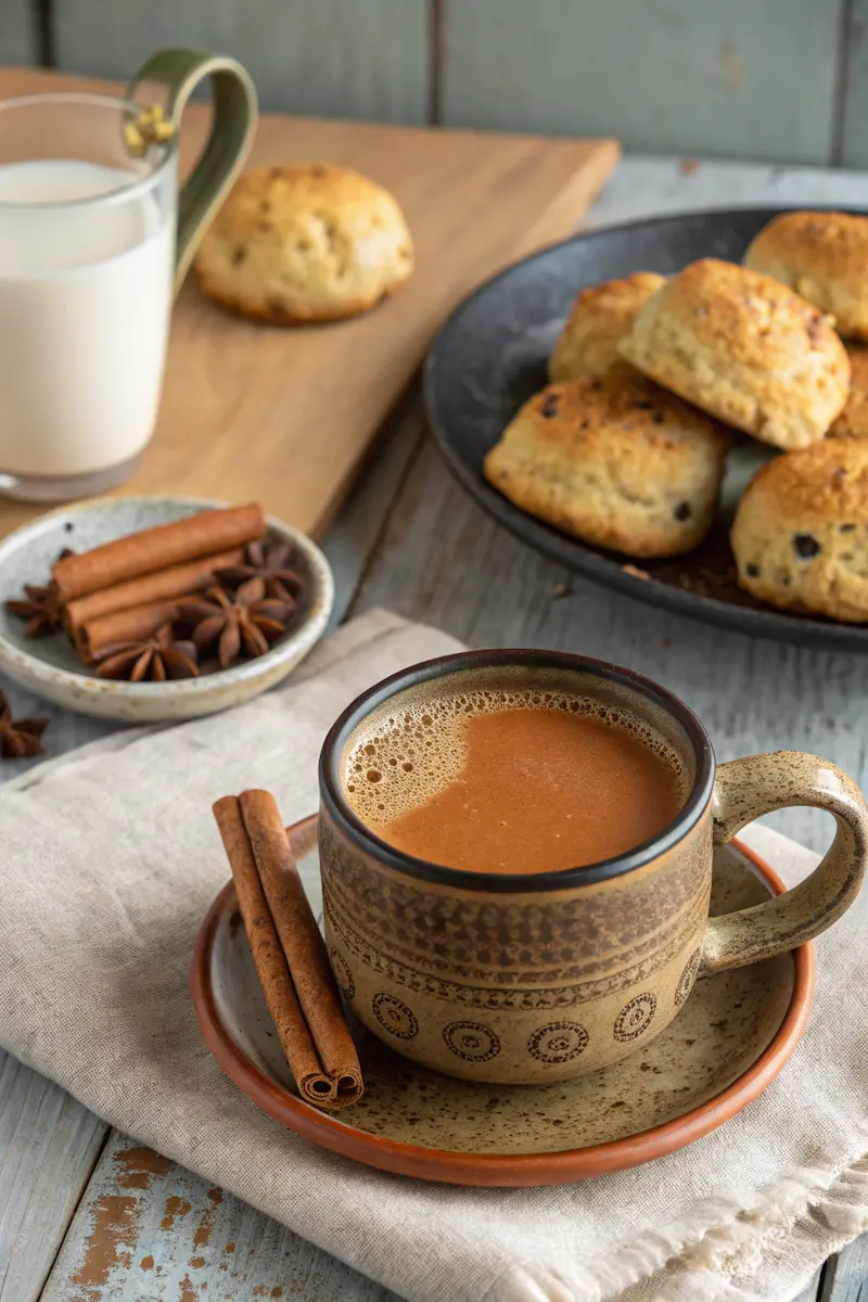 Assam Milk Tea served hot with a cozy breakfast