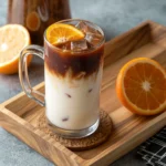 Finished Earl Grey milk tea with garnish