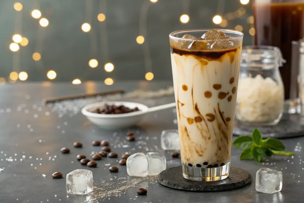 Golden Indulgence: Crafting the Rich & Creamy Hokkaido Milk Tea 7 Iced Hokkaido Milk Tea with tapioca pearls