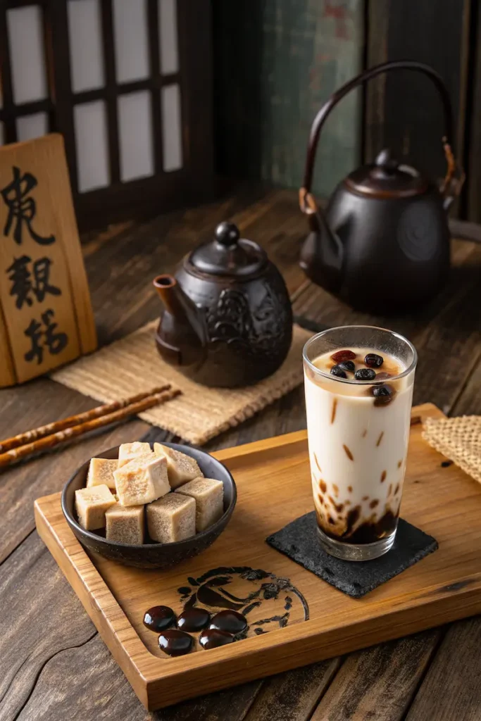 Okinawa Milk Tea with kokuto blocks