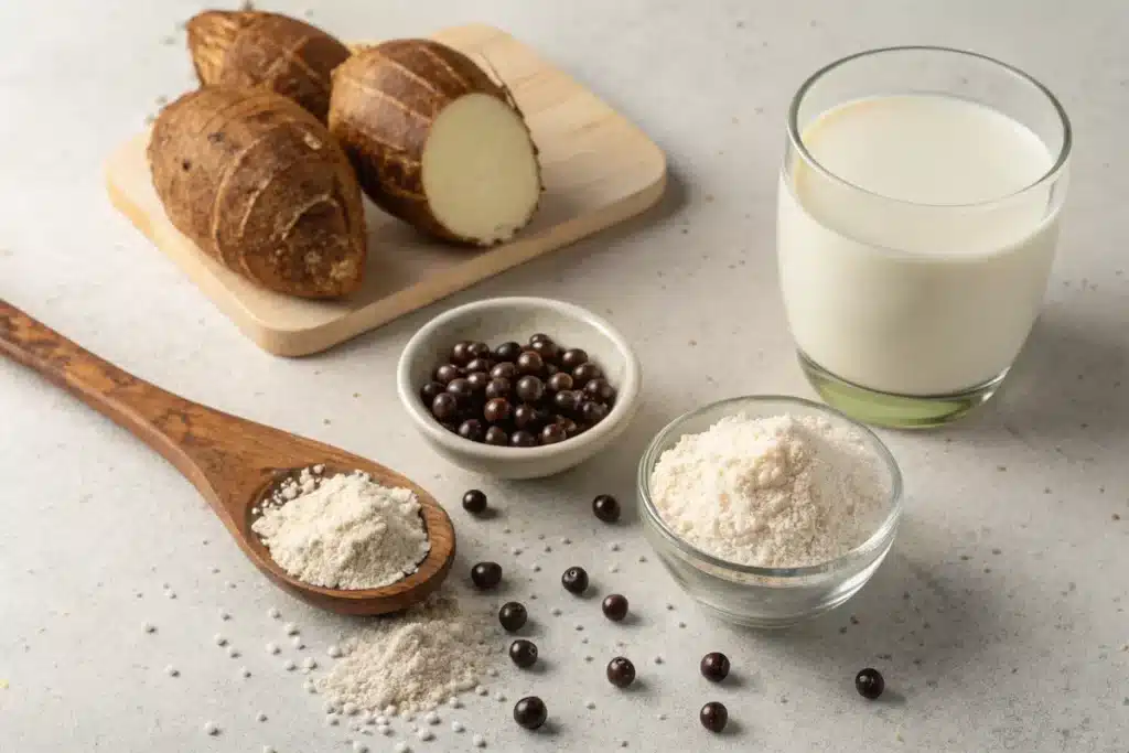 Taro Milk Tea – How to Make This Creamy, Colorful Classic at Home 6 Taro milk tea ingredients with taro root and powder