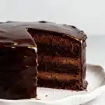 Sugar-free chocolate truffle cake with glossy ganache and rich layers on a plate
