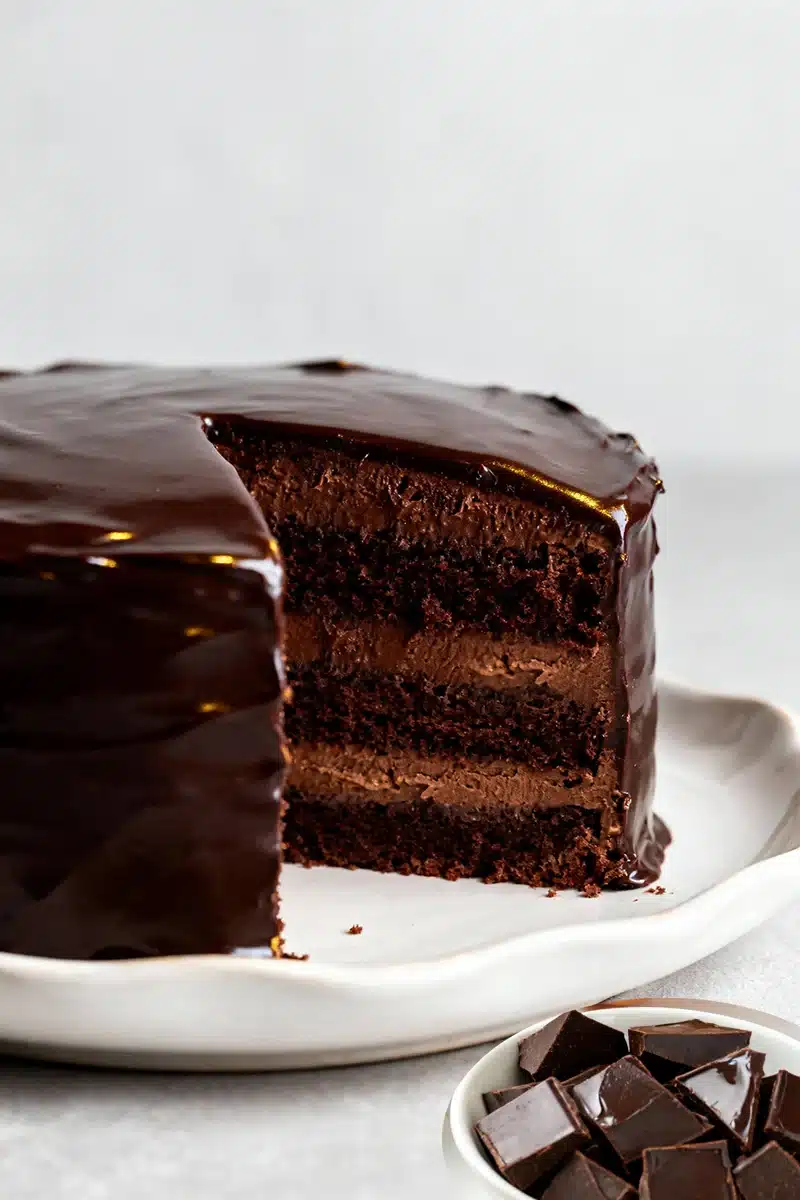 Sugar-Free Chocolate Truffle Cake That’s Rich, Moist, and Totally Guilt-Free 4 Sugar-free chocolate truffle cake with glossy ganache and rich layers on a plate