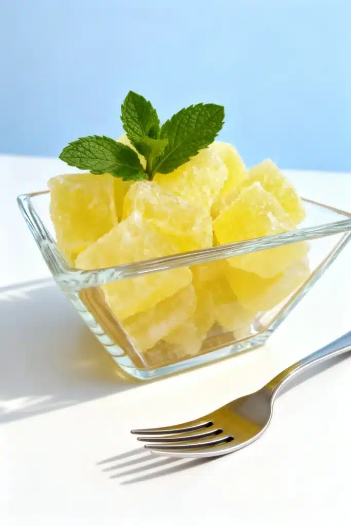 gelatin weight loss recipe with lemon gelatin cubes in glass bowl